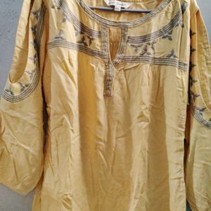 Yellow And Grey Beautiful Top For Women