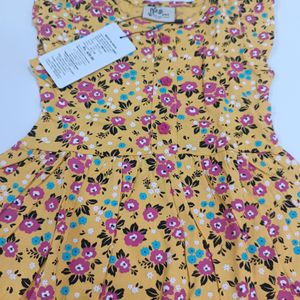 Yellow Floral Frock For Baby Girls