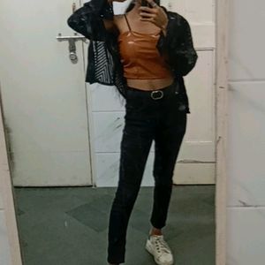 Leather One Strip Crop Top