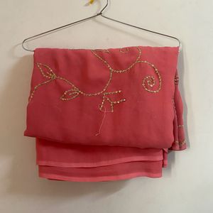 Baby Pink With Gold Embroidery