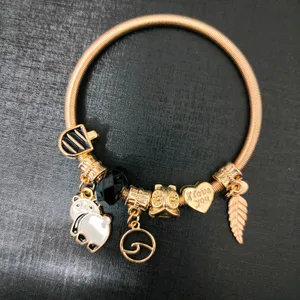 Cute Panda Gold Plated Pandora Charm Bracelet