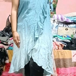 Double Shade Frilled Skirt Cum Dress