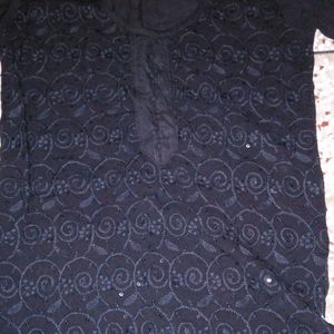 Black Embroidered Kurta For Women