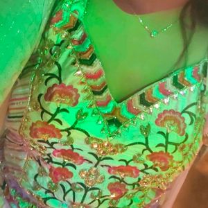 3 Piece Pista Green Lehenga Choli Shrug