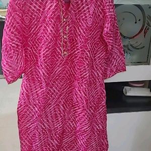 Pretty pink straight kurta with linning