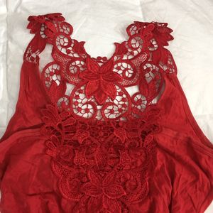 Red Lace Pinterest V-Neck Pattern Top