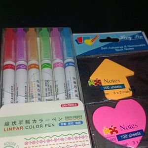 Roller Pens and Mini Sticky Notes