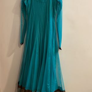 3-Piece Green A-line Dress, Dupatta Is & Leggi