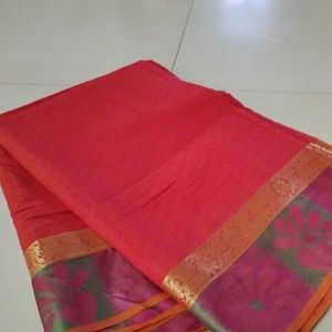 Light Orange Silk Cotton Saree...