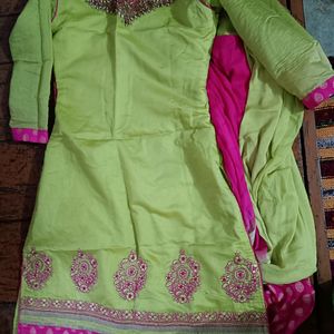 Patiyala Suit Pink And Green