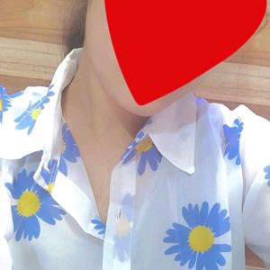 Transparent Blue 💙 Printed Flower Shirt 👕 Ko