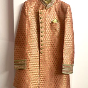 Peach Pink Color Men Sherwani Suit Coat