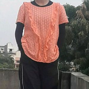 Coral Chikankari top🍊