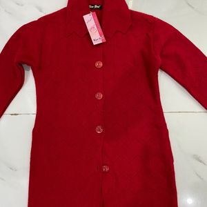 Women Red Cardigan