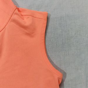 Sleeves Orange Top With Collar Neck