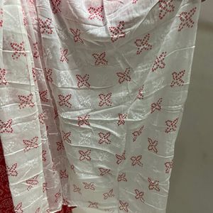 Bandej Red White Kurta With Dupatta