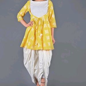 Printed Anarkali Kurta With Dhoti Pants