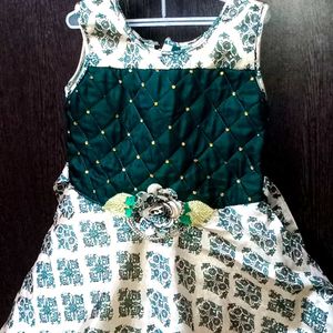 Floral And Stone Design Work Baby Frock