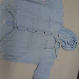 Denim Shirt With Hoodie Pattern