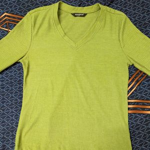 Harpa Olive Green Fitted Ribbed Top