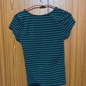 V Neck Forever 21 Green Slim Fit Tshirt