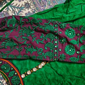 Green Anarkali Dupatta Set