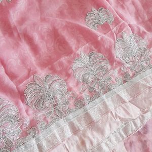 Peach Embroidered Saree