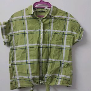 Ajio Cheked Shirt Top With Tie Up