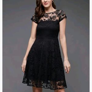 Black Lace Fit & Flare Dress, M