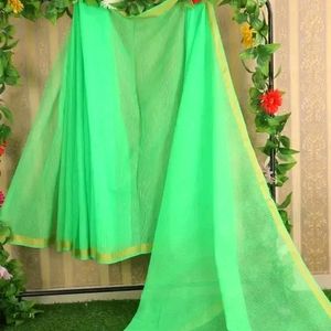 Green Colour Pure Cotton Saree