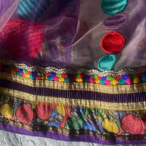 Lavender Net  Lehenga With Embroidery