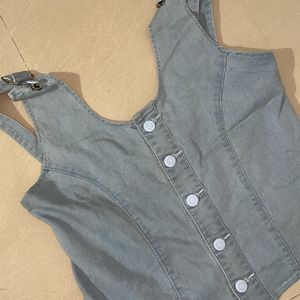 Backless Denim Crop Top