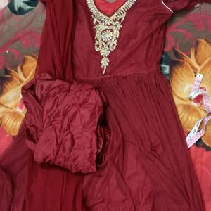 Maroon Colour Gown Beutiful And Attractive