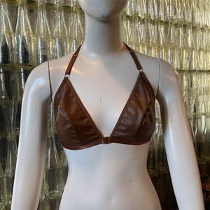 Shein Leather Brown Bra