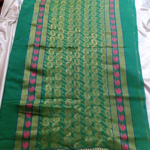 Sea green Pure Cotton Saree