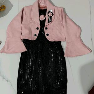 Party Wear Dress Black And Pink