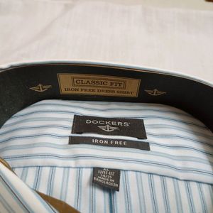 Dockers Blue Striped Men's Shirt (New)