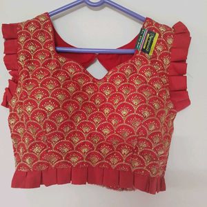 Crop Blouse-Sleeve Material Attached Inside