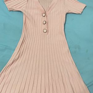 Peach Button Dress