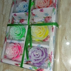 Rose Flower Floatting Candles of 6 Multi Colour