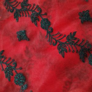 Embroidery Bollywood Net Red Saree