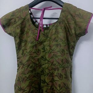 Olive Kurta For Women (Stitched)