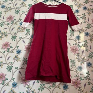 Discount At Round Neck Maroon & White One Piece