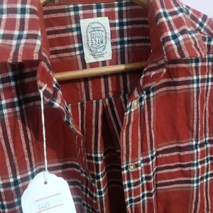 Red Check Pattern Woolen Shirt (Women's)