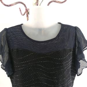 Navy Blue Sparkly Top