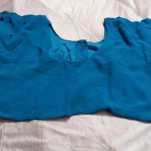 Blue Designer Plain Saree (Women)