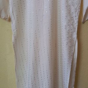 Beautiful Sequence Rayon White Kurti