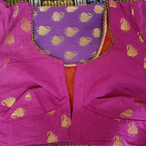 Beautiful Magenta and Purplish saree with blouse