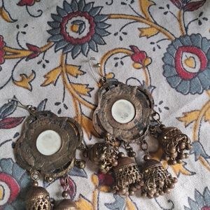 Brown Oxidised Jhumka earrings