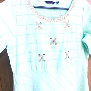 Beautiful Mint Color Kurti Size L